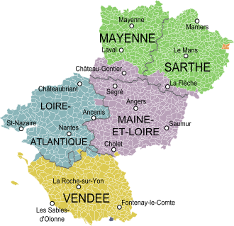 Carte des zones d'intervention KD Recyclage : Loire-Atlantique, Vendée, Maine-et-Loire